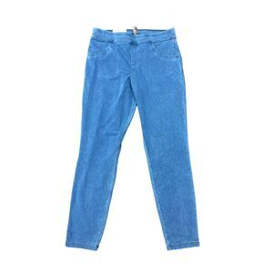 Medium Wash - Utopia By HUE High Rise Comfort Waistband  Full Length Denim Leggi